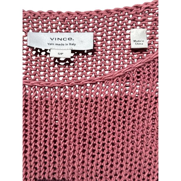 Vince Open Knit Pink Boat Neck Sweater Womens S Lightweight Casual Pullover $348 - Picture 4 of 7